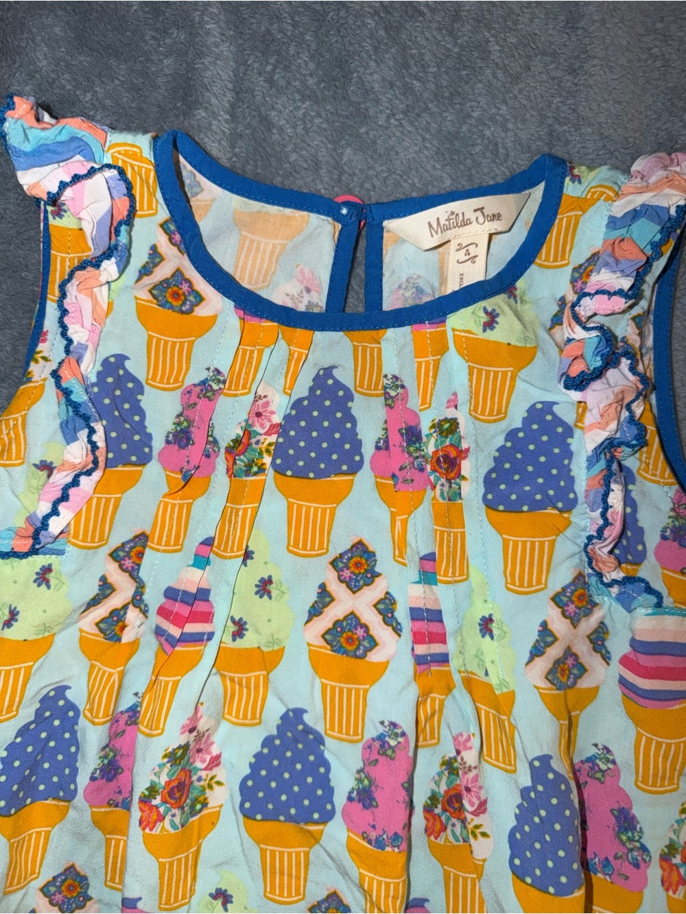 Girls Ice Cream Print Ruffle Tank Top - Picture 2 of 2